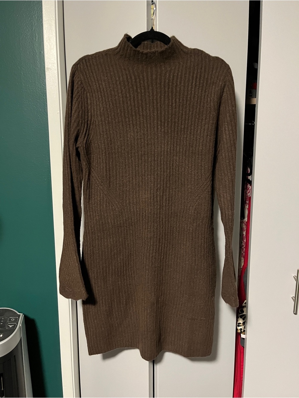 Abercrombie & Fitch Brown Ribbed Long Sleeve Sweater Dress
